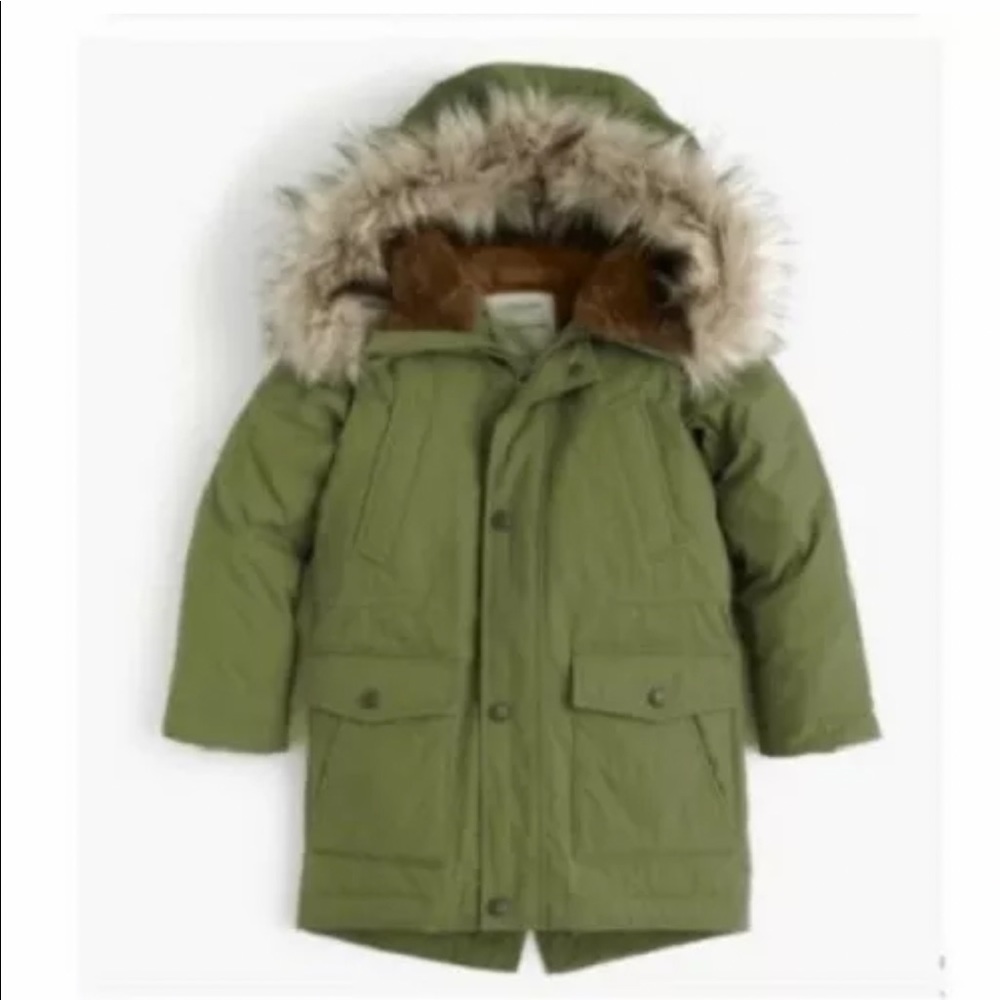 J. Crew Boys Down Fishtail Parka Jacket Coat Size 10 - Like New!